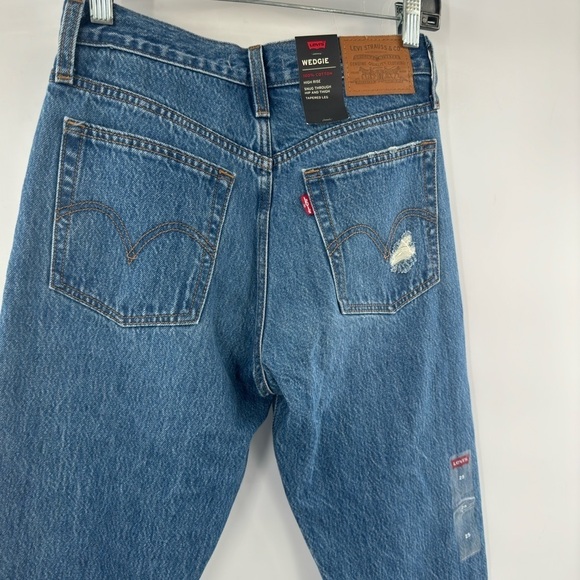 Levi’s wedgie high rise tapered slim button fly blue jeans size 25 - Picture 4 of 10